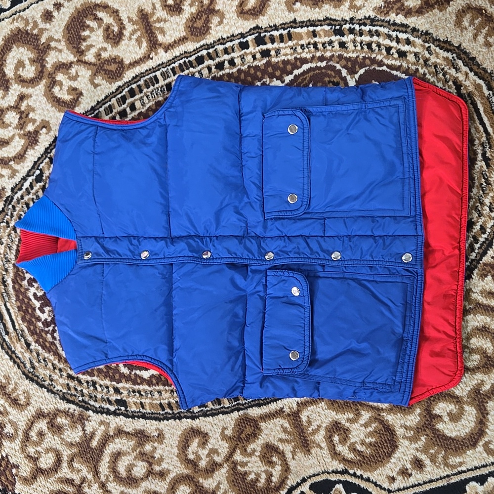 Reversible Blue Red Puffer Vest Puffy Ski Vest Retro 70s 80s 1980 1970 Vintage